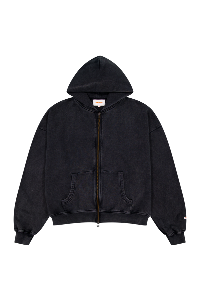 Lark Zip Hoodie Black Wash