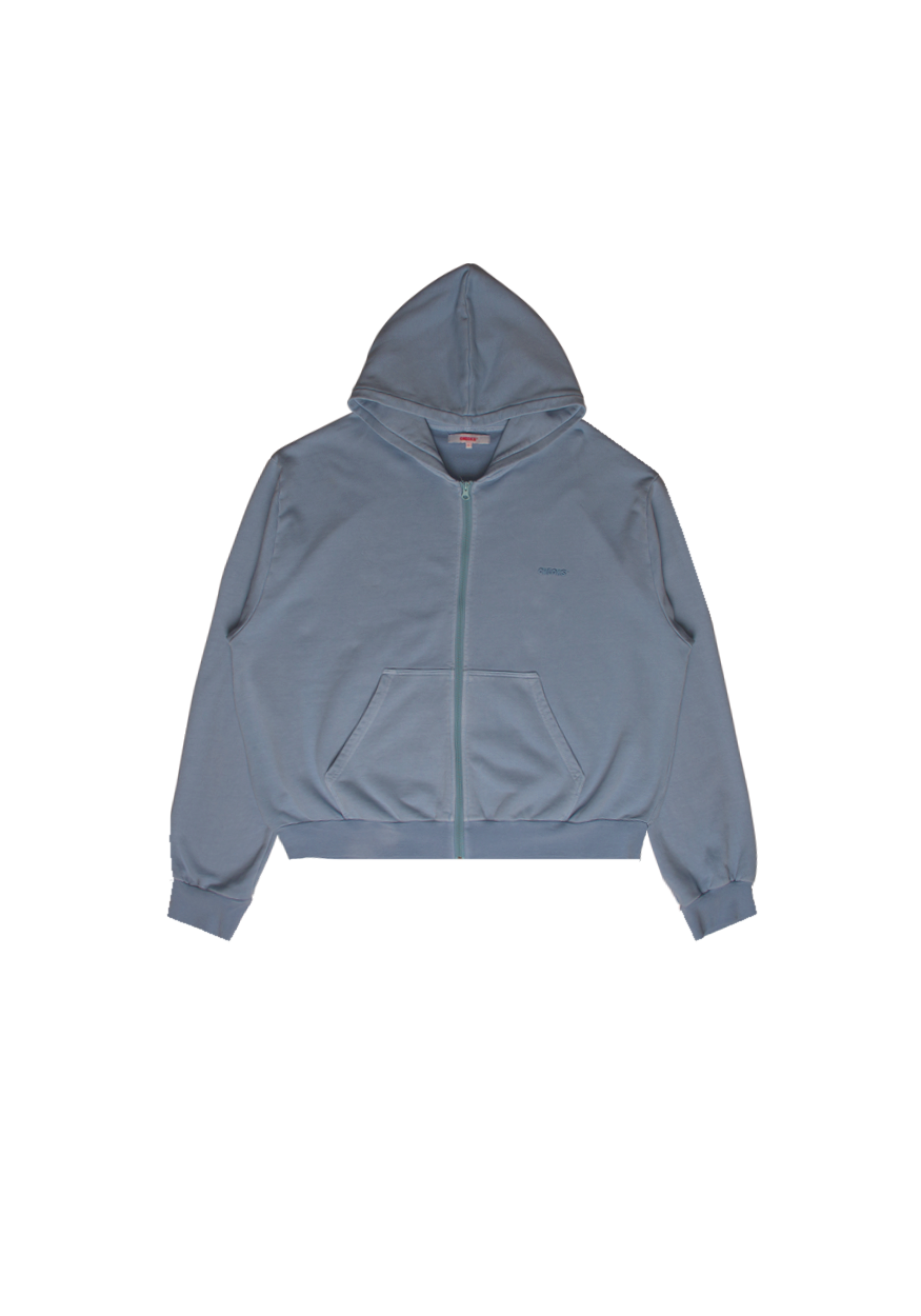 Overdyed Zip Hoodie Sky Blue | CHECKS DOWNTOWN