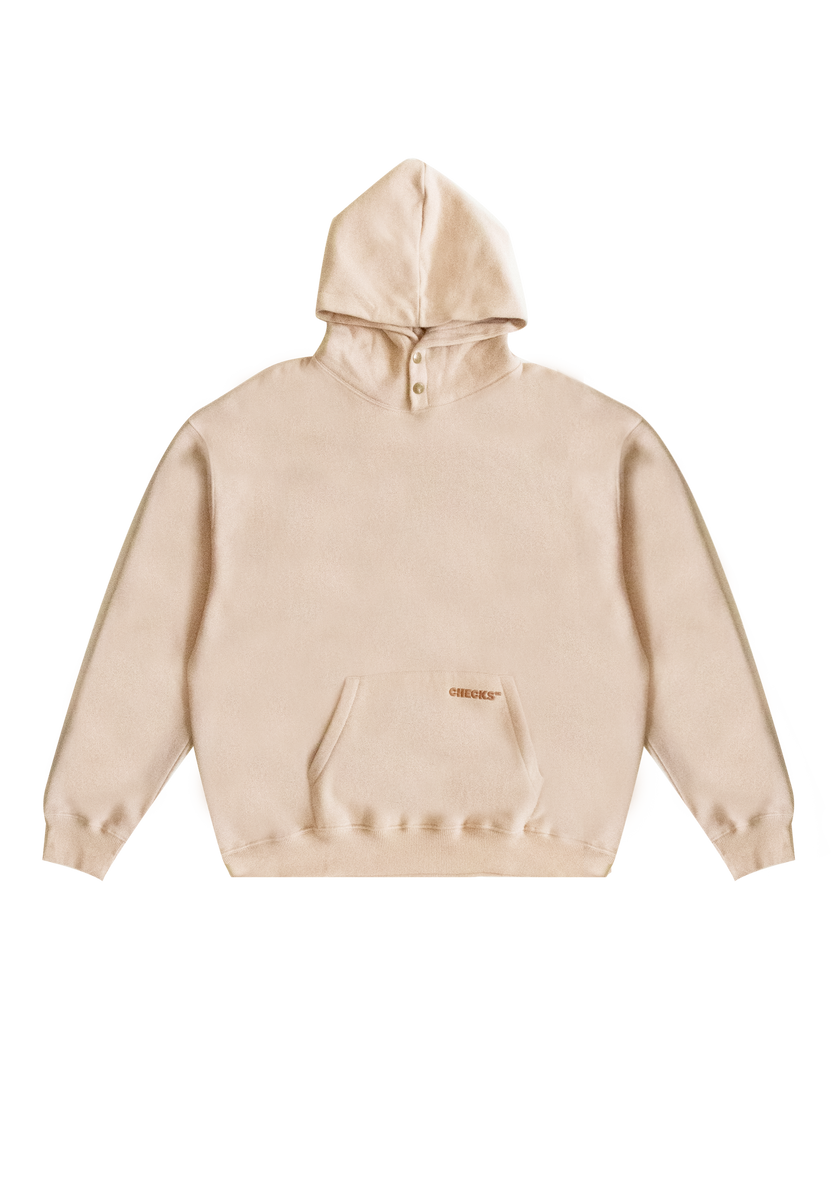 Snap Neck Hoodie Oatmeal | CHECKS DOWNTOWN – Checks