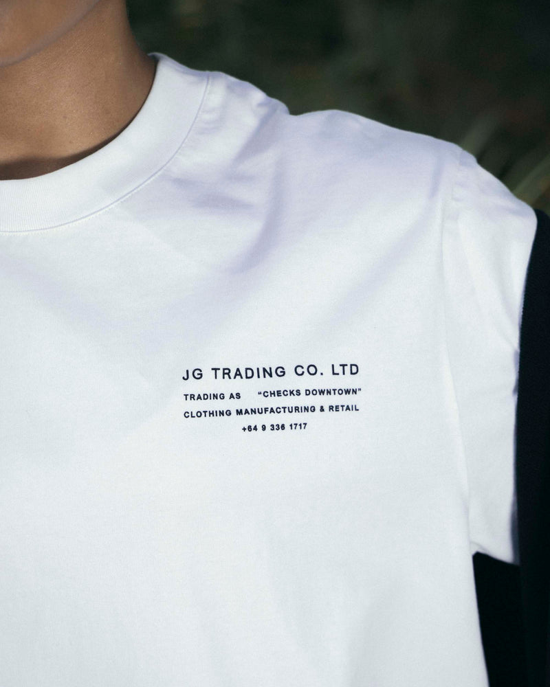 JG Trading Tee White | CHECKS DOWNTOWN