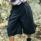 Hakama Shorts Black Wool | CHECKS DOWNTOWN