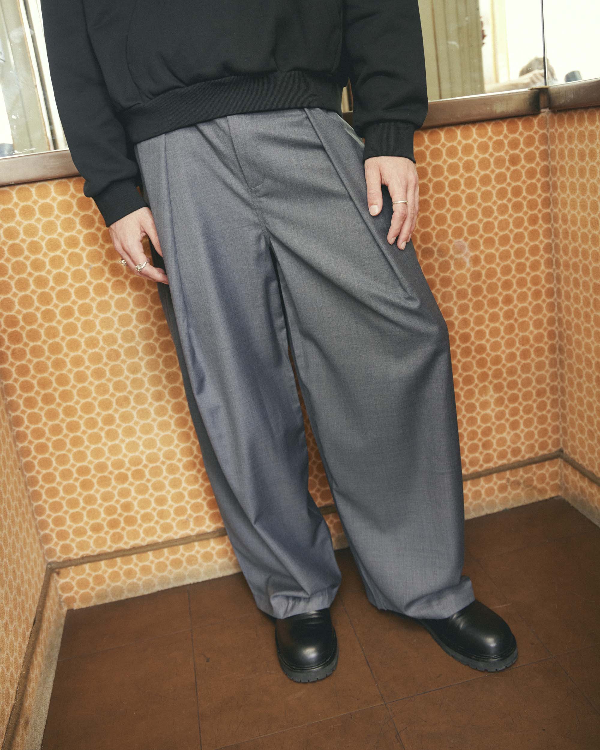 Hakama Pants Charcoal Wool | CHECKS DOWNTOWN