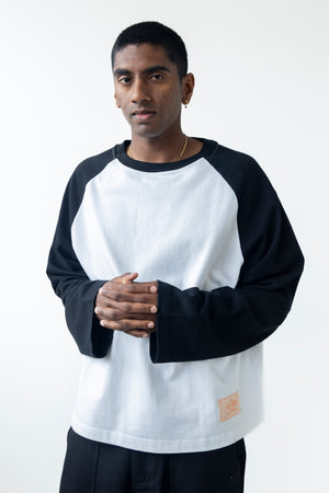 Crew Raglan Jersey White/Black | CHECKS DOWNTOWN