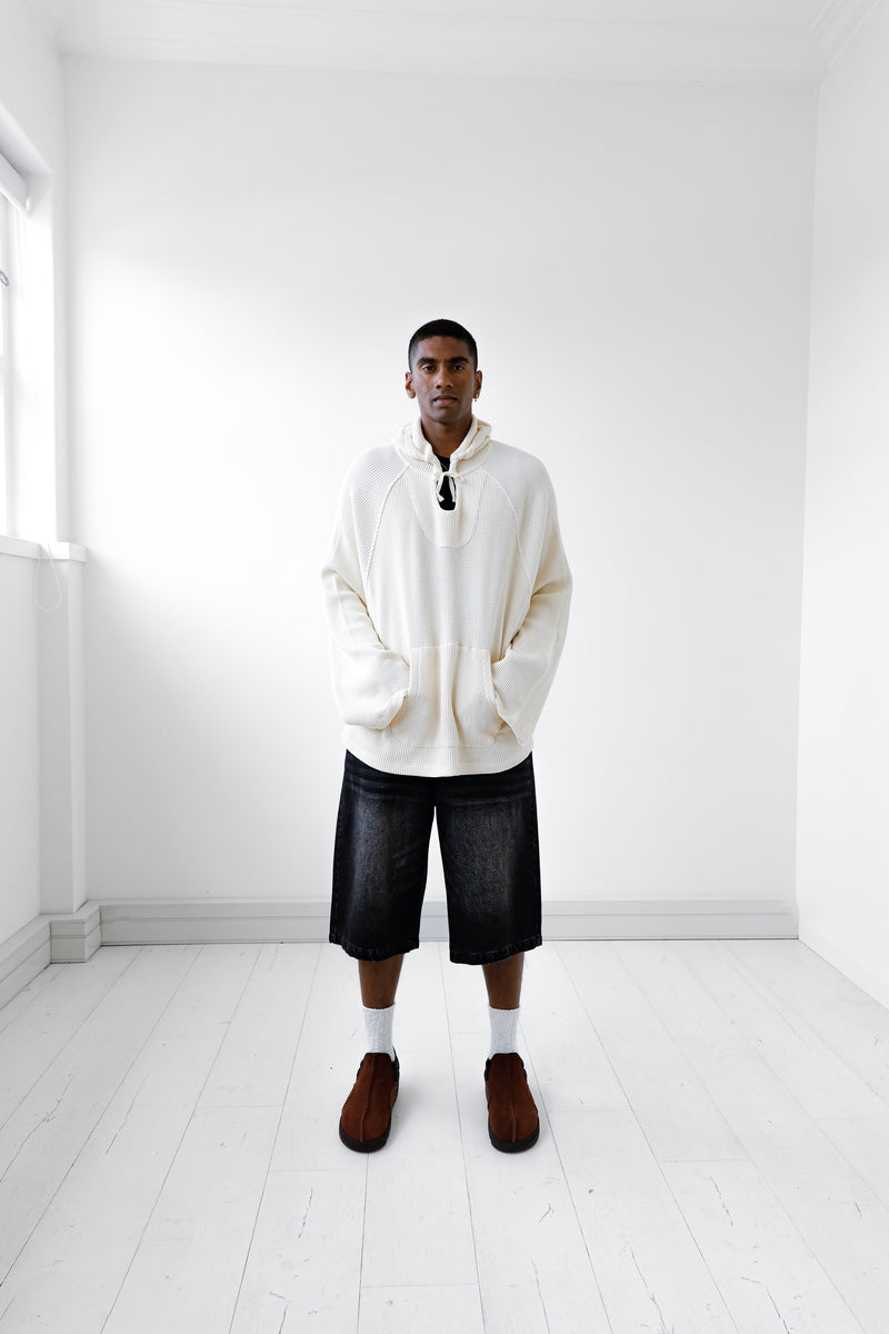 Potter Waffle Hoodie Ecru | CHECKS DOWNTOWN