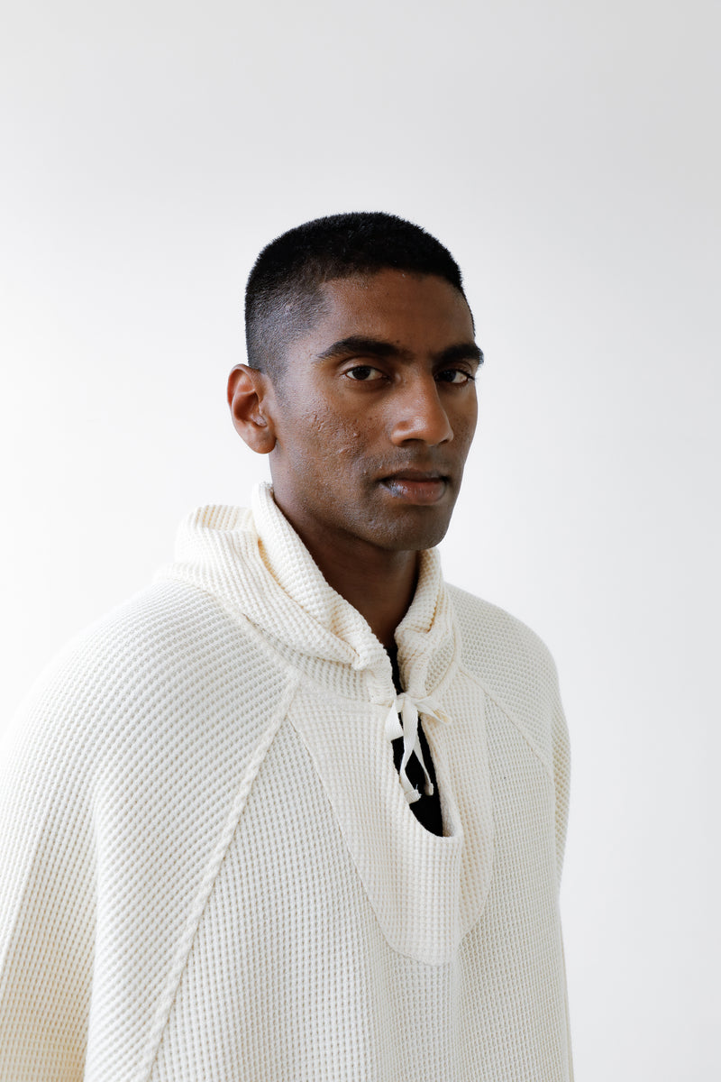 Potter Waffle Hoodie Ecru | CHECKS DOWNTOWN