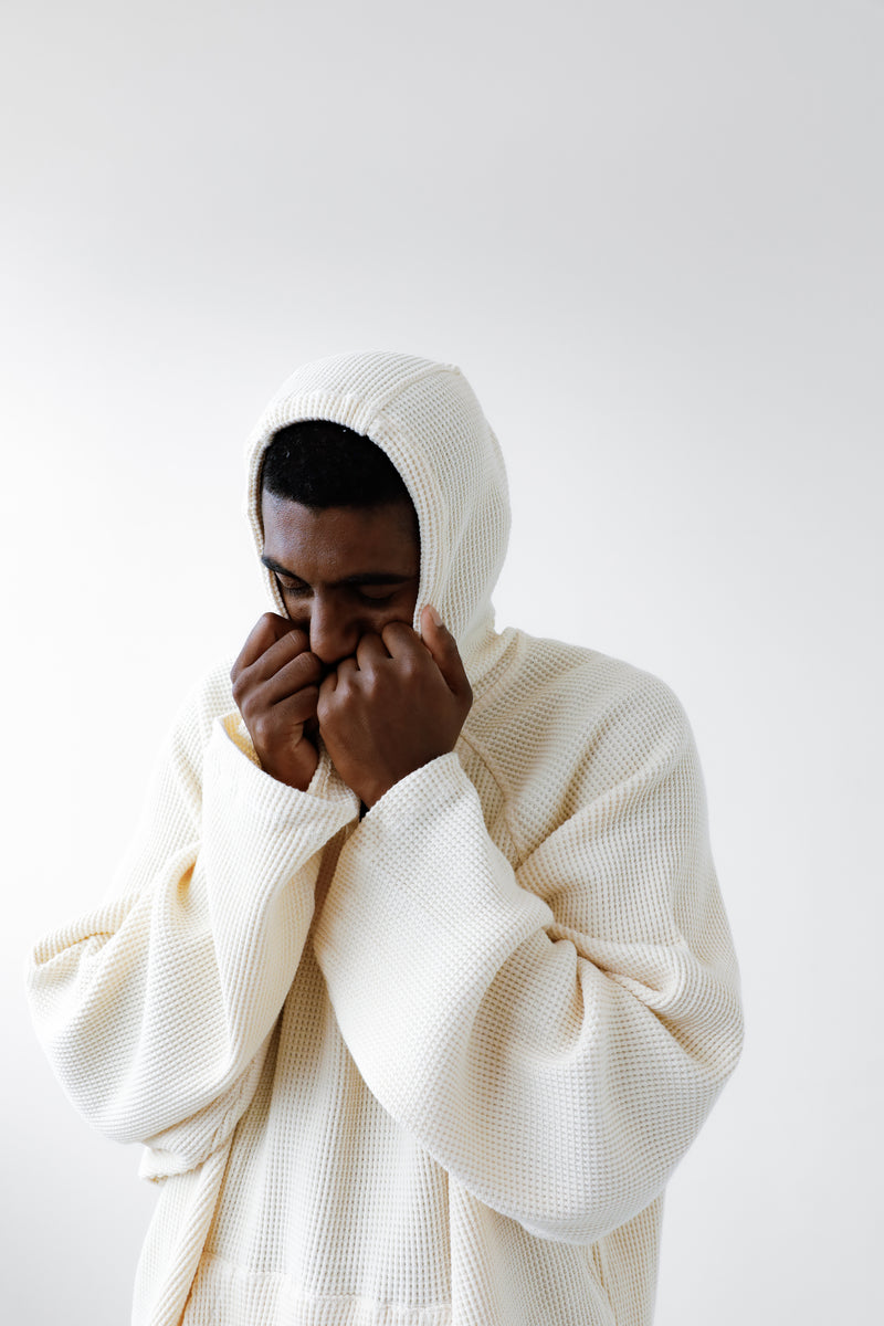 Potter Waffle Hoodie Ecru | CHECKS DOWNTOWN