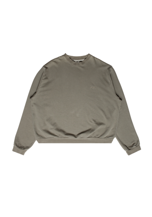 Overdyed Crewneck Sweatshirt Olive | CHECKS DOWNTOWN