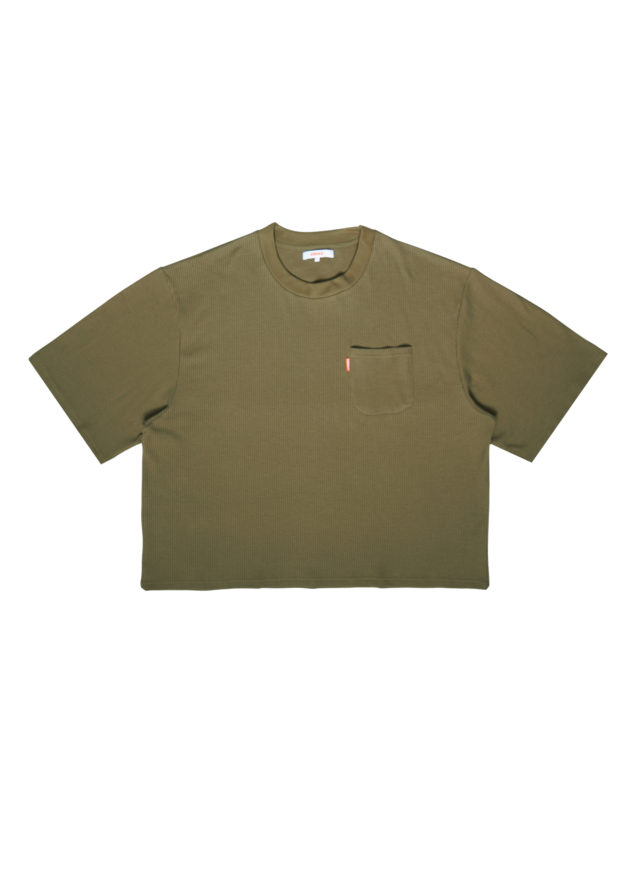 Waffle Boxy T-shirt Olive | CHECKS DOWNTOWN