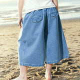 Hakama Shorts Washed Denim | CHECKS DOWNTOWN