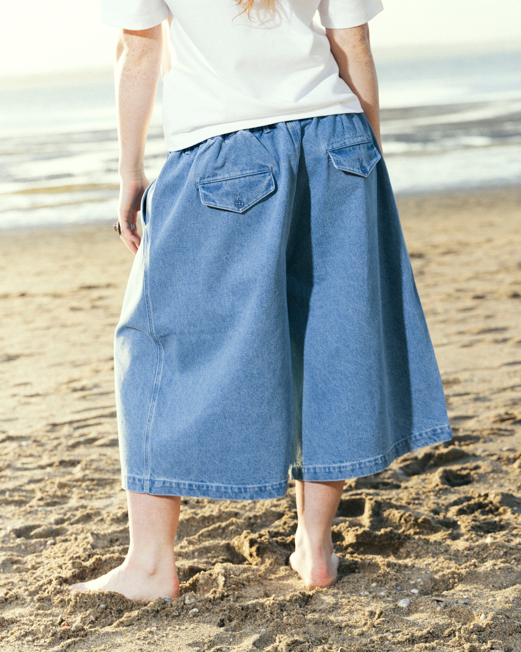 Hakama Shorts Washed Denim | CHECKS DOWNTOWN