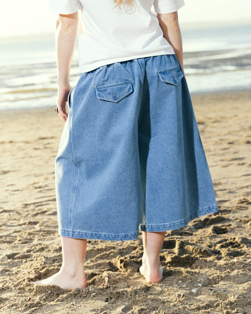 Hakama Shorts Washed Denim | CHECKS DOWNTOWN