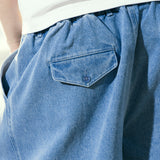 Hakama Shorts Washed Denim | CHECKS DOWNTOWN