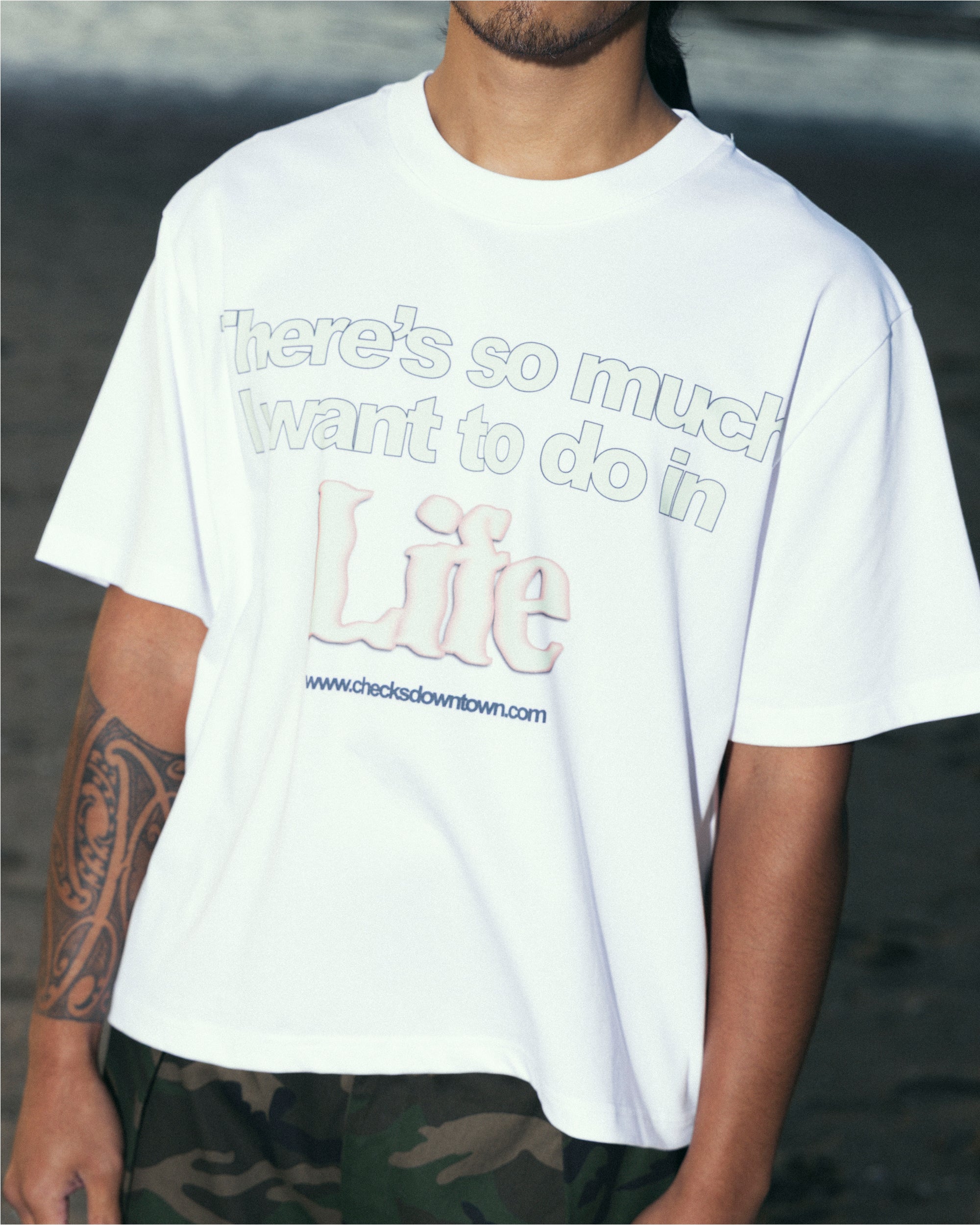 Life Tee White | CHECKS DOWNTOWN