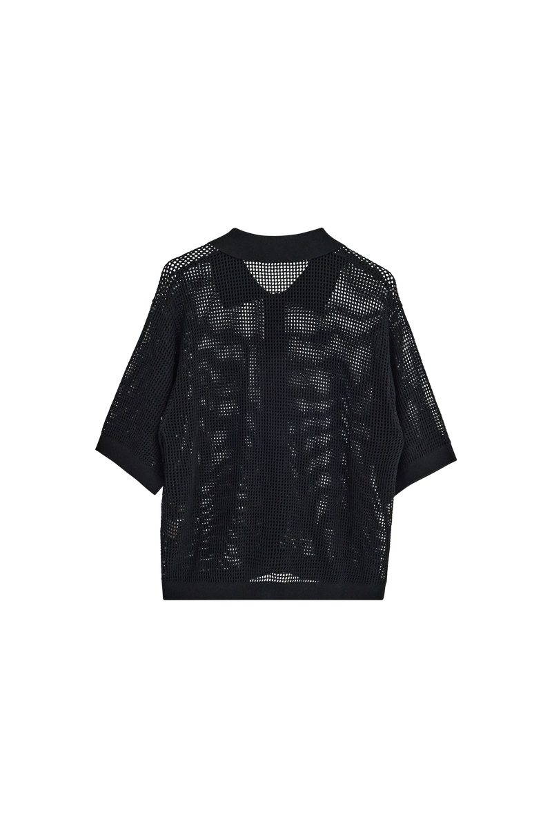 Beat Crochet Polo Black  | CHECKS DOWNTOWN