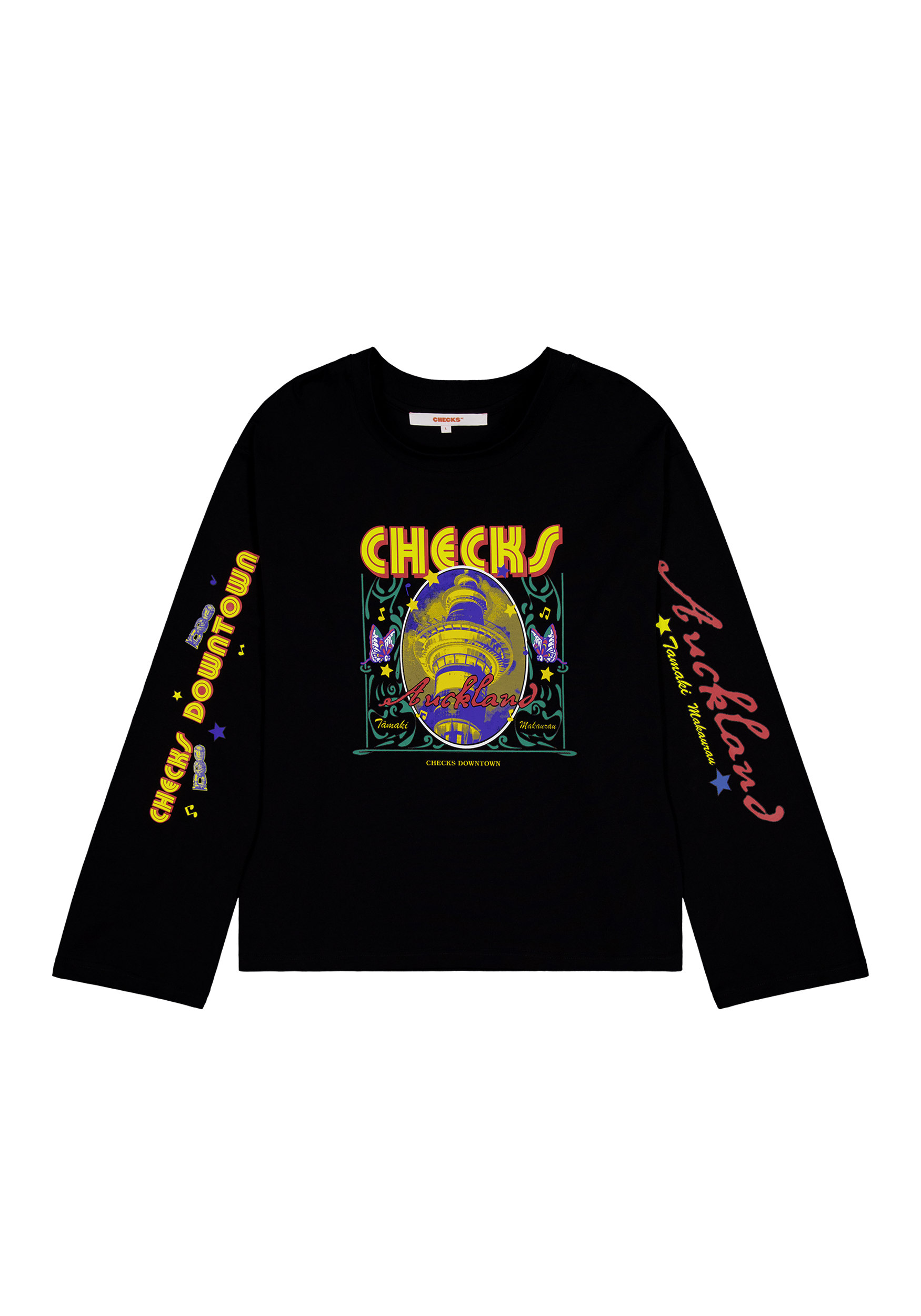 Tāmaki City Series LS Tee Black | CHECKS DOWNTOWN