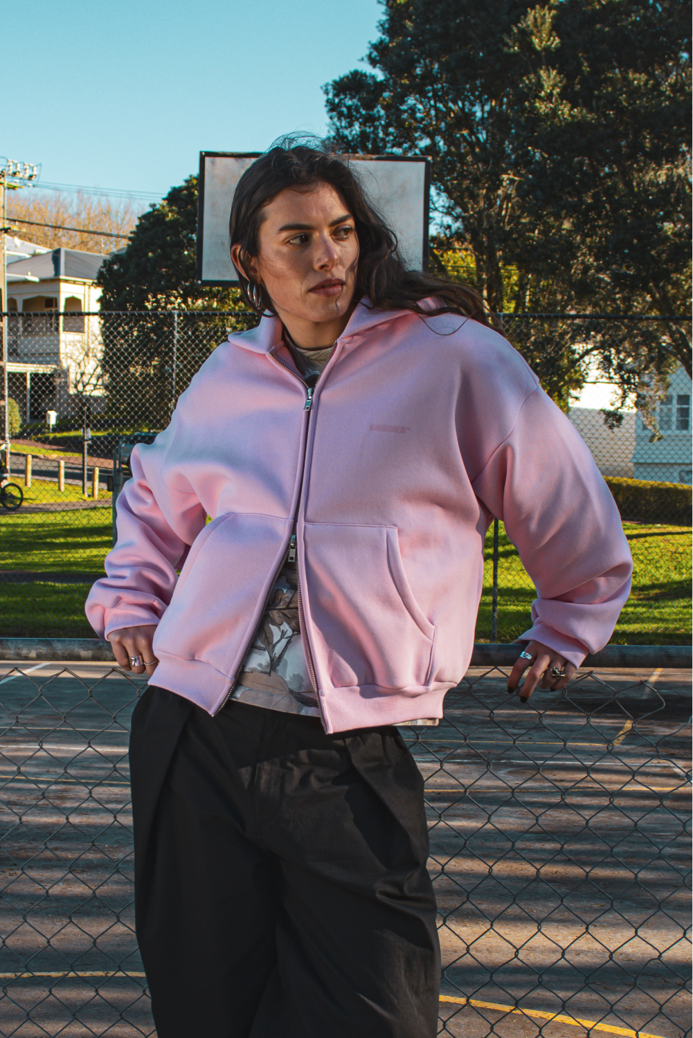 Classic Zip Hoodie Pink | CHECKS DOWNTOWN