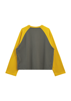 Crew Raglan Jersey Charcoal/Mustard | CHECKS DOWNTOWN