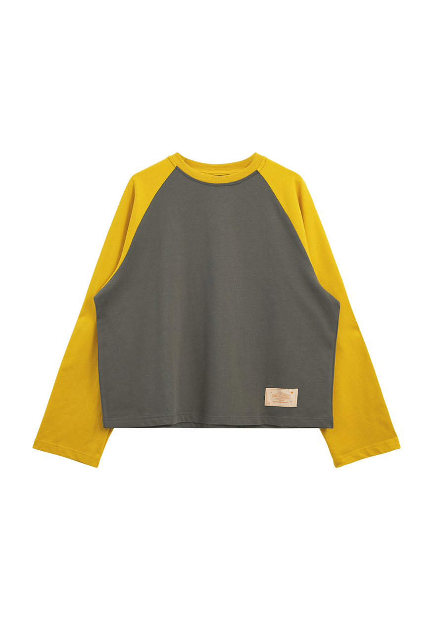 Crew Raglan Jersey Charcoal/Mustard | CHECKS DOWNTOWN