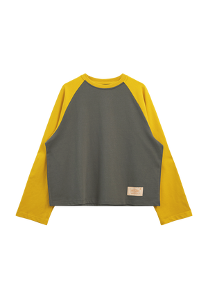 Crew Raglan Jersey Charcoal/Mustard | CHECKS DOWNTOWN