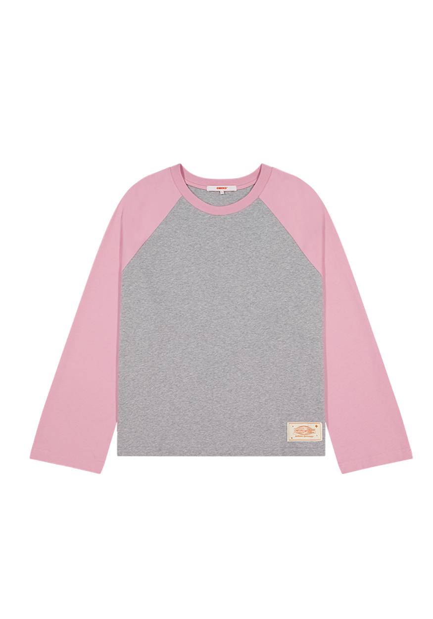 Crew Raglan Jersey Grey/Pink | CHECKS DOWNTOWN
