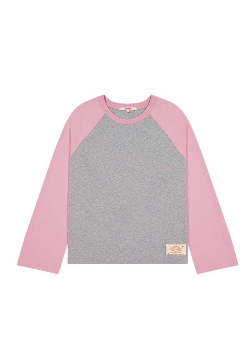 Crew Raglan Jersey Grey/Pink | CHECKS DOWNTOWN