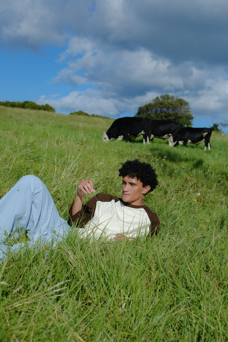 Crew Raglan Jersey Cream/Brown | CHECKS DOWNTOWN