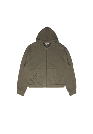 Overdyed Zip Hoodie Olive | CHECKS DOWNTOWN