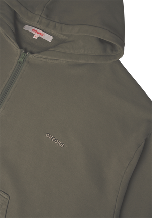 Overdyed Zip Hoodie Olive | CHECKS DOWNTOWN
