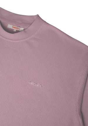 Waffle Boxy Sweater Lavender | CHECKS DOWNTOWN