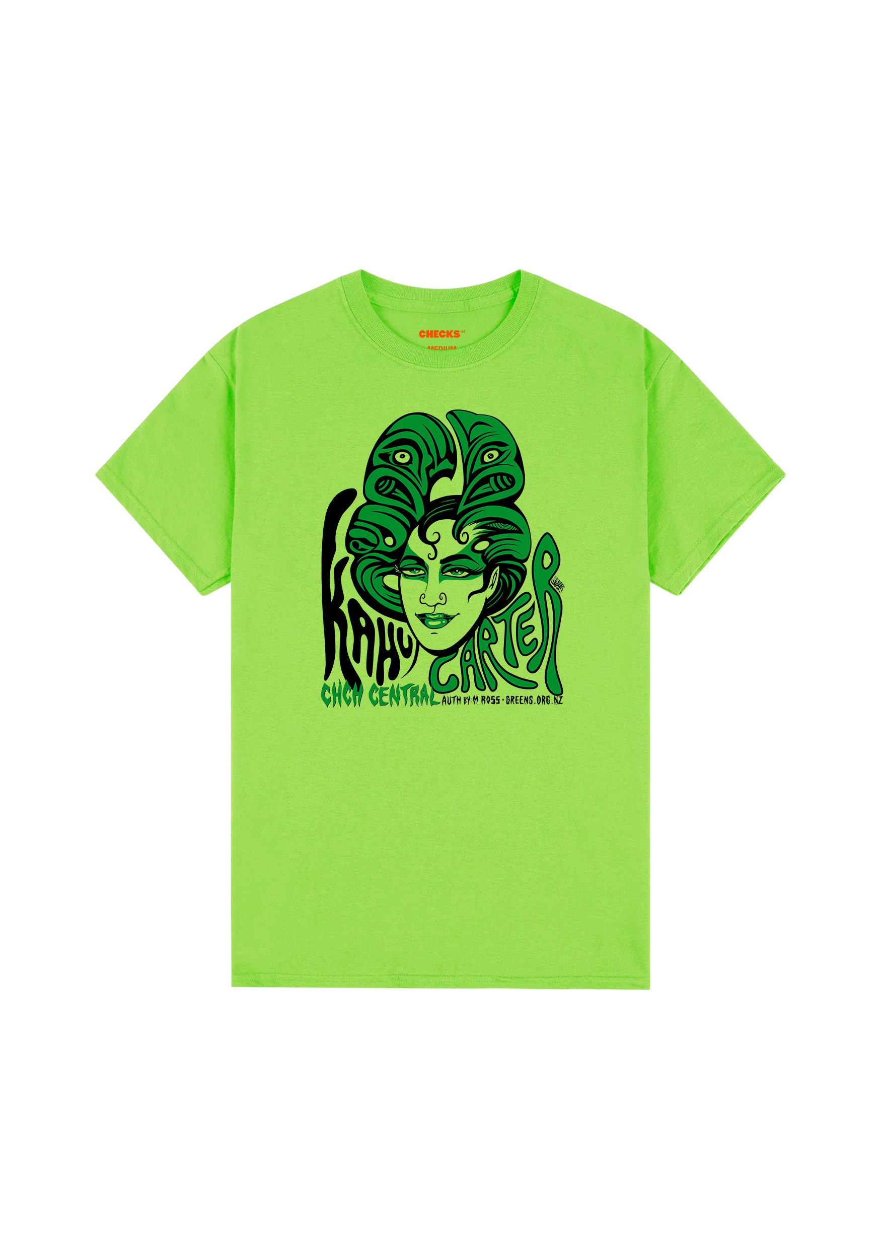 Checks x Kahu Carter Campaign Tee Lime