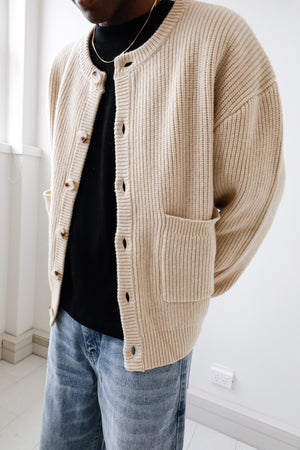 Blanket Roundneck Cardigan Tan | CHECKS DOWNTOWN