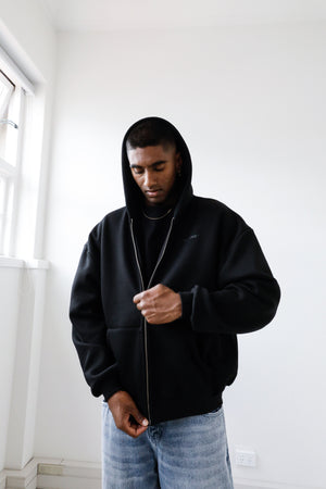 Classic Zip Hoodie Black | CHECKS DOWNTOWN