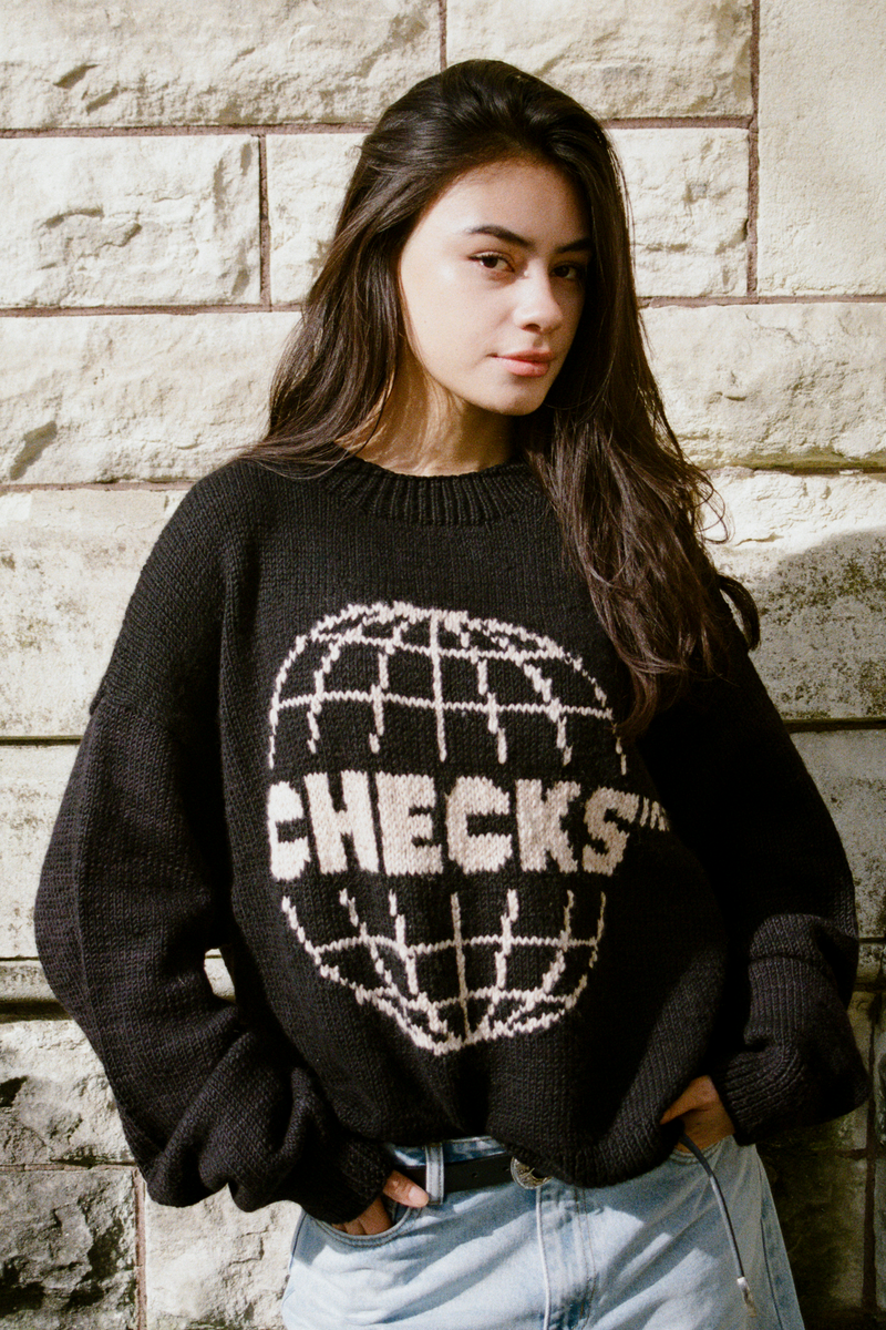Globe Hand-Knit Jumper Black | CHECKS DOWNTOWN