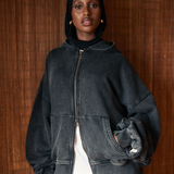 Lark Zip Hoodie Black Wash