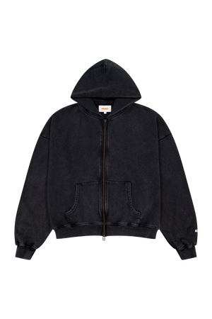 Lark Zip Hoodie Black Wash