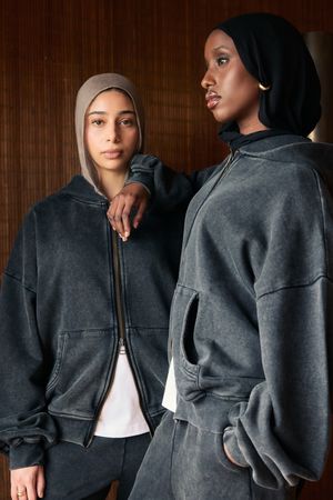 Lark Zip Hoodie Black Wash