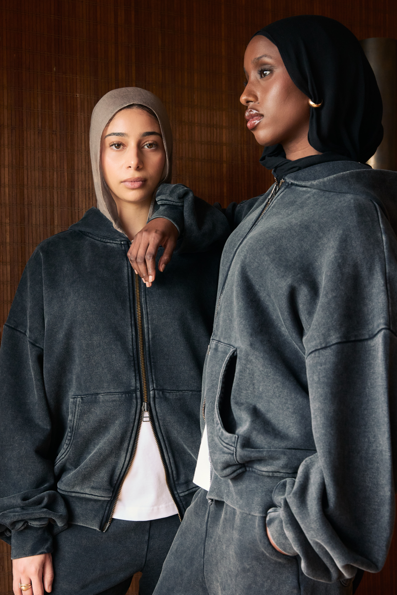 Lark Zip Hoodie Black Wash