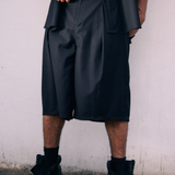 Hakama Shorts Black Wool | CHECKS DOWNTOWN
