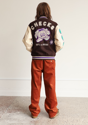 Letterman Jacket Brown/Cream | CHECKS DOWNTOWN