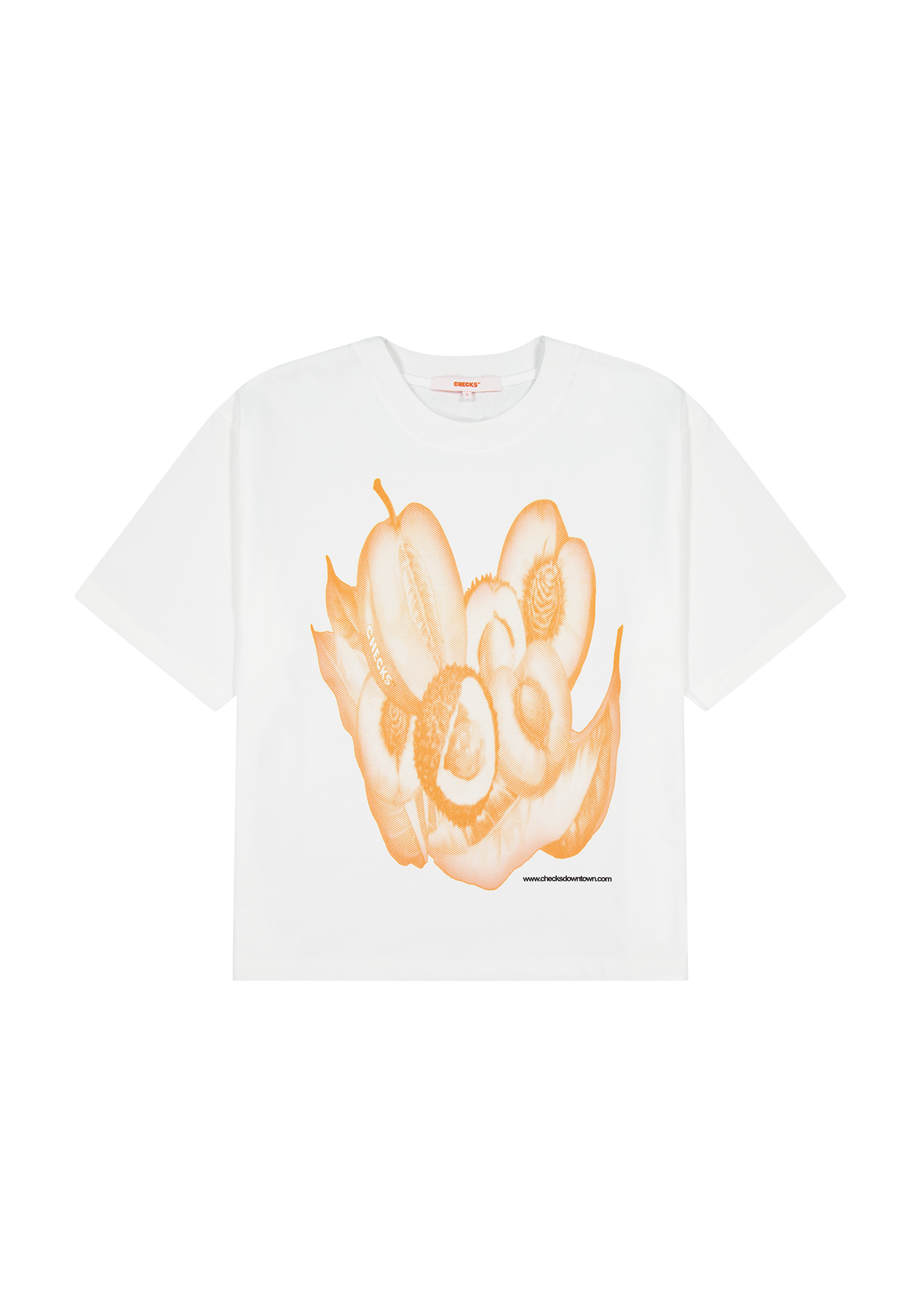 Peachy Tee White | CHECKS DOWNTOWN