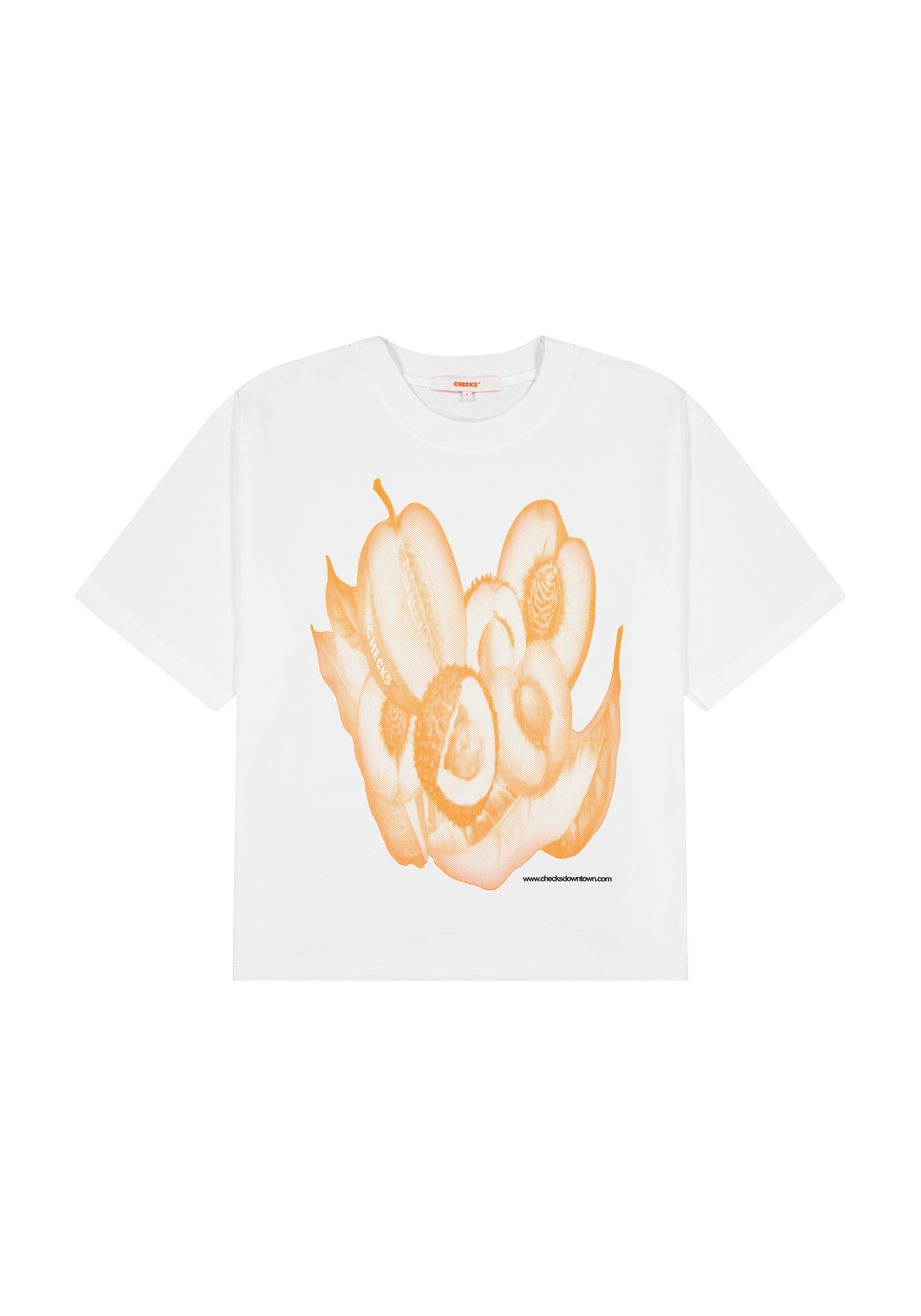 Peachy Tee White | CHECKS DOWNTOWN