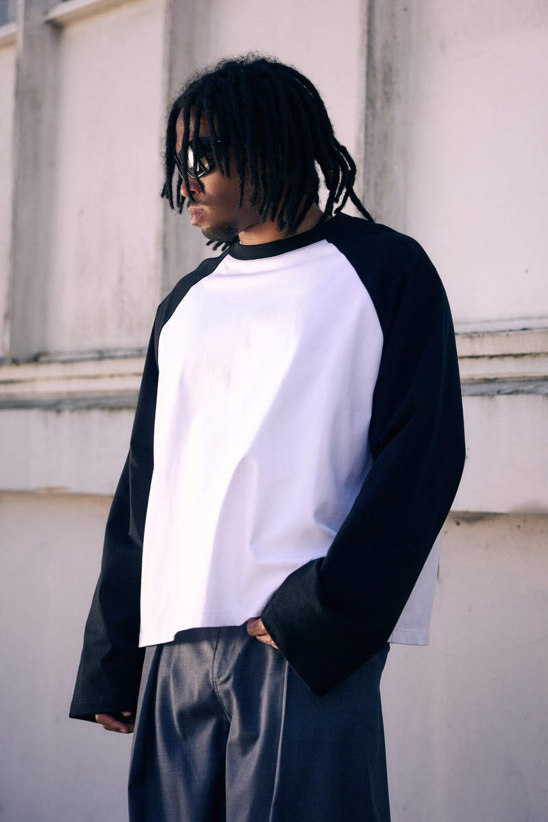 Crew Raglan Jersey White/Black | CHECKS DOWNTOWN