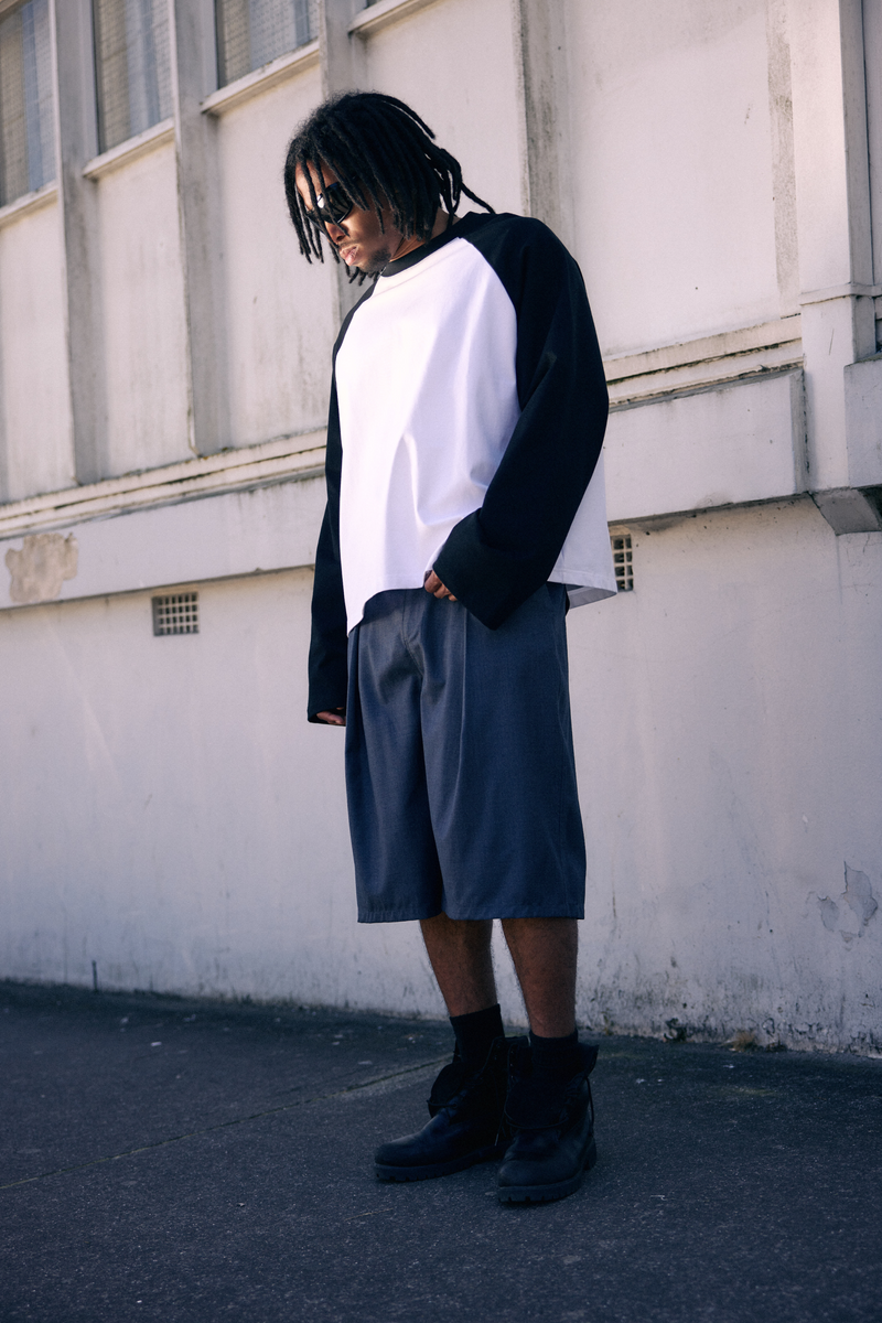 Crew Raglan Jersey White/Black | CHECKS DOWNTOWN