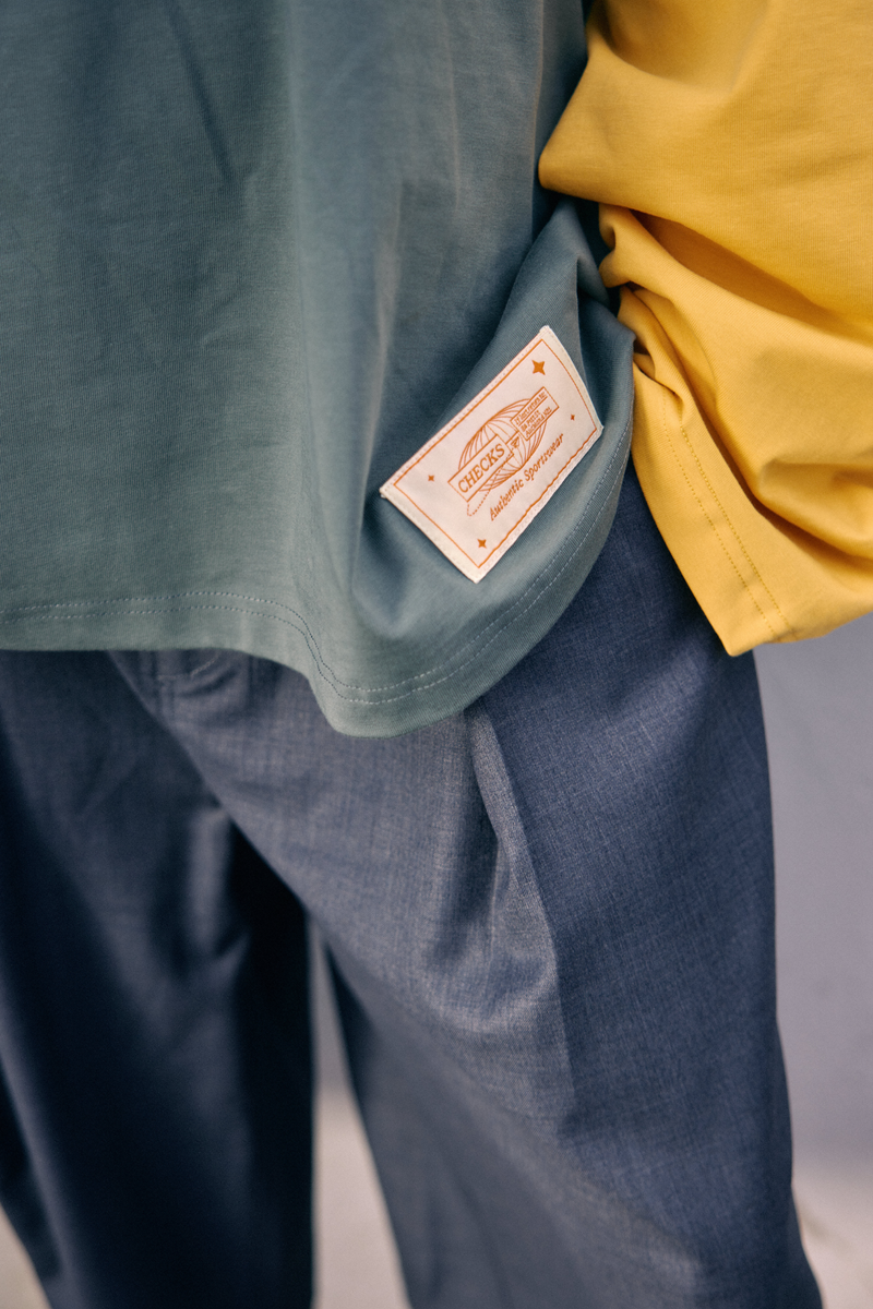 Crew Raglan Jersey Charcoal/Mustard | CHECKS DOWNTOWN