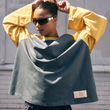 Crew Raglan Jersey Charcoal/Mustard | CHECKS DOWNTOWN