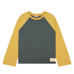 Crew Raglan Jersey Charcoal/Mustard | CHECKS DOWNTOWN