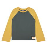 Crew Raglan Jersey Charcoal/Mustard | CHECKS DOWNTOWN