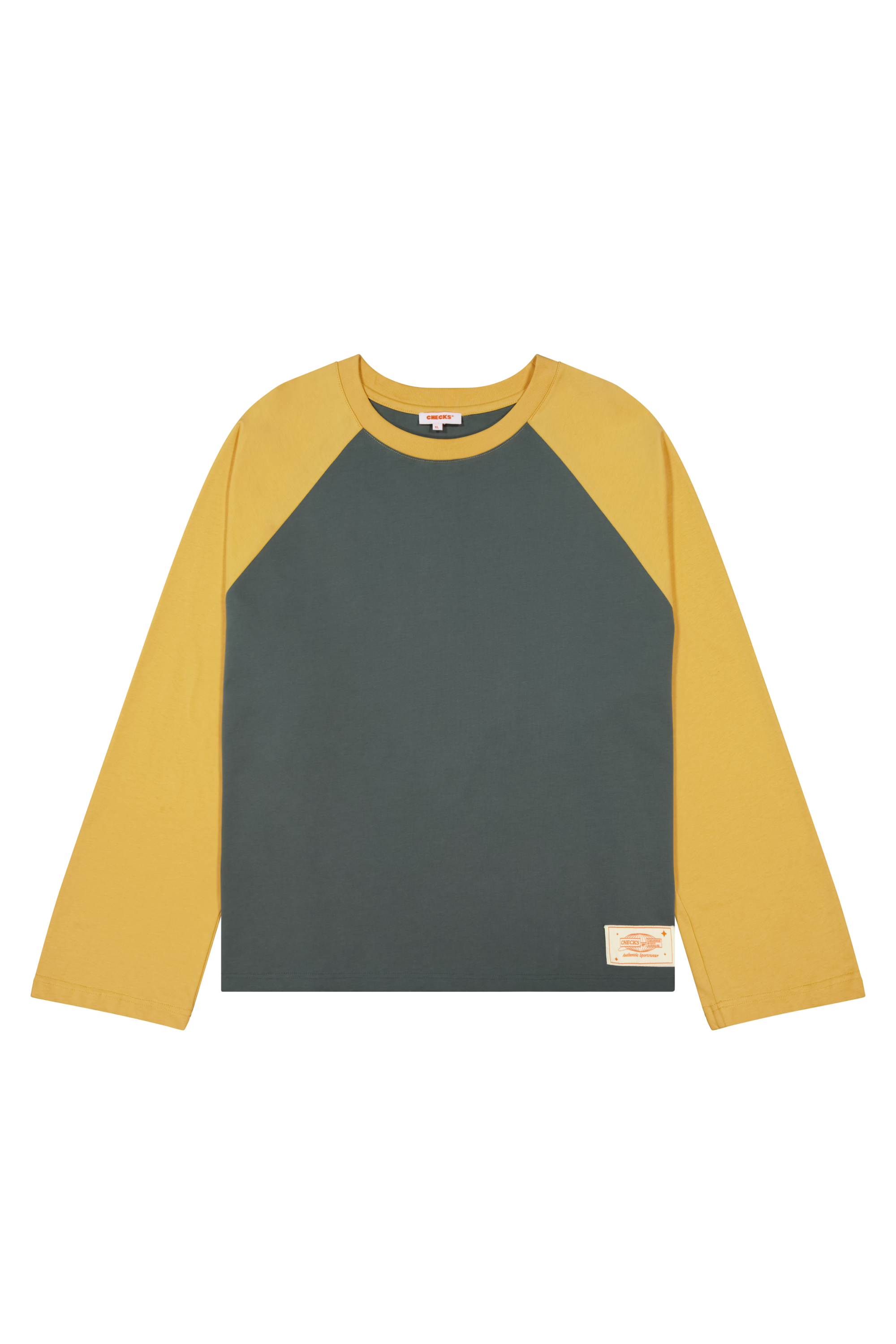 Crew Raglan Jersey Charcoal/Mustard | CHECKS DOWNTOWN