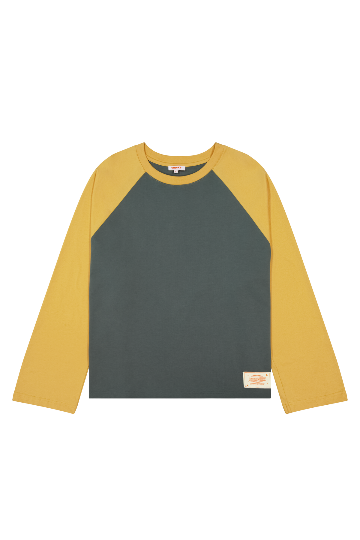 Crew Raglan Jersey Charcoal/Mustard | CHECKS DOWNTOWN