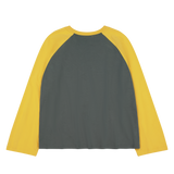 Crew Raglan Jersey Charcoal/Mustard | CHECKS DOWNTOWN